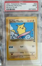 PSA 9 Surfing Pikachu 28 Wizards Black Star Promo MINT Card 2001