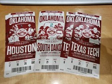 2019 OKLAHOMA SOONERS ticket stubs, whole season or single tickets - Game used