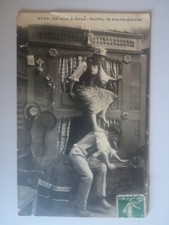 Old postcard - 22 - closed bed upstairs - exit, short scale