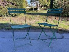 Pair of folding chair latte bistro wood antique coffee table