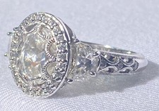 TACORI 925 SS ENGAGEMENT RING W/OVAL & HALF MOON DIAMONIQUE CZ RING - Size 6.25