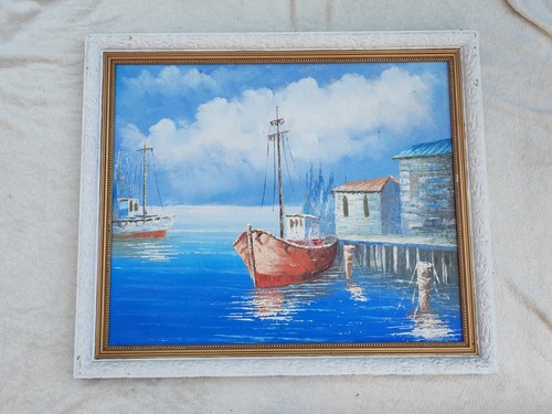 Tableau vintage huile sur - tableau,