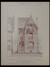 CHALET A BOIS COLOMBES - 1932 - PLANCHE ARCHITECTURE, PAUL LESEINE