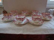 BLAIRS FINE BONE CHINA, 7 TASSES, SOUS-TASSES, POLYLOBÉES EN PORCELAINE ANGLAISE