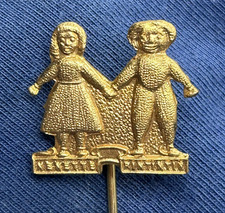 Antique WW1 Nenette and Rintintin Good Luck Charm Stickpin VGC Rare Pin Badge