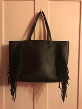 Sac à main noir frange 