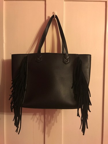 Sac main noir frange - à,