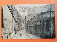 Old postcard Paris Old Montmartre Butte Rue St RUSTIC Sacred Heart Basilica Palisade