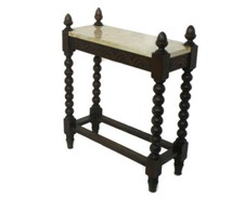 Antique Side Hallway Table Console Bobbin Wooden  Legs Marble Top Edwardian 