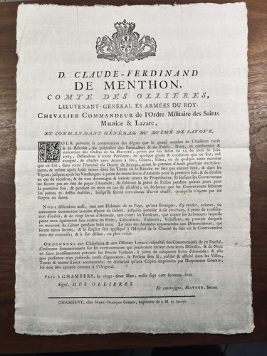 Chasse savoie en 1778 - en,