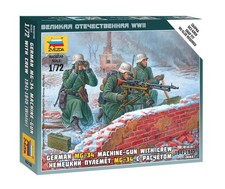 GERMAN MG-34 MACHINE GUN w/ CREW 1941-1945 (WINTER) - ZVEZDA 1/72 PLASTIC KIT