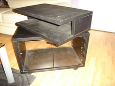 Meuble tv noir, niche rotative, portes en verre