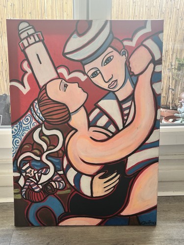 Huile sur toile - , « couple