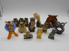 LOT DE 11 FIGURINES HIBOUX CHOUETTES EN RESINE BOIS VERRE SOUFFLE METAL ...