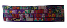 Indian Cotton Patchwork Table Runner Embroidered Dining Purple Vintage 72x16 Inc