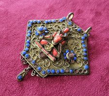 PENDENTIF ANCIEN AMULETTE BOUDDHA TIBET - CORAIL ROUGE - BIJOUX ANCIENS ETHNIQUE