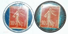 (USA) RARE Timbre monnaie Crédit Français 10c. rouge + Chocolat  Labouesse dvgm-