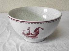 Ancien Bol en céramique H&H Table art Faïence véritable Coq et Poule