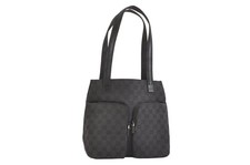 Authentic GUCCI Vintage Shoulder Tote Bag GG Canvas Leather 0021076 Black 2459N