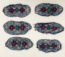Antique Beaded Applique Art Deco Set of 6
