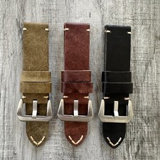 Véritable Épais Bracelet Montre Cuir Pour Panerai Luminor Marina Radiomir 24mm