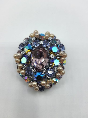 Broche vintage strass - , irisés