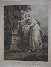 GRANDE GRAVURE XIX NEOCLASSIQUE ALLEGORIE VERTU MORT ROUSSEAU ROMANTISME TOMBEAU