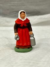 Vintage Santon Escoffier Figurine Milkmaid Made in France Clay 2 3/4" Tall
