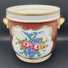 Pillivuyt porcelain pot cover floral decor h 21 cm, hand enhanced