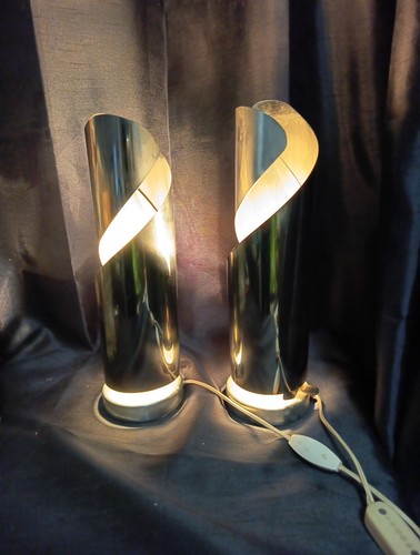 Old pair chrome lamp space - of,