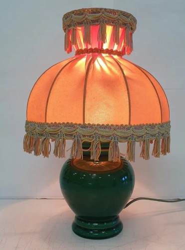 Lampe ceramique faience verte - lampe,