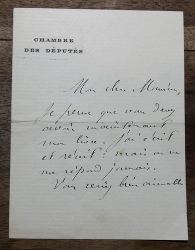 Lettre autographe paul bert - autographe,
