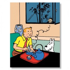 Poster Tintin en train de