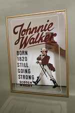 JOHNNIE WALKER SCOTCH WHISKY MIRROR FRAME / VINTAGE DECORATION / COLLECTION 