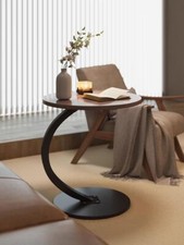 Wooden coffee table round coffee table small side table in the shape of C Di...