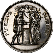[#1510522] France, Médaille de mariage, Mariage, Fidélité Bonheur, Silver, AU