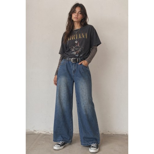 Wide leg jeans women high - jeans,