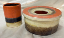 Vintage Mid Century Bruno Gambone Signed 1969 Pottery Cup, Bowl & Lid - Italy