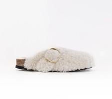 Birkenstock Boston Big Buckle Teddy Eggshell White  EU 37 Ladies 6