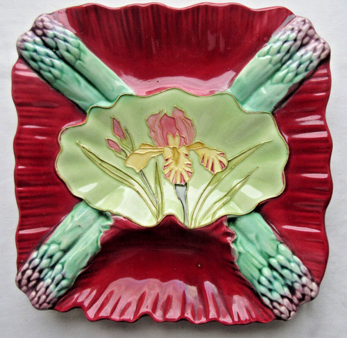 Assiette barbotine carrée - , à