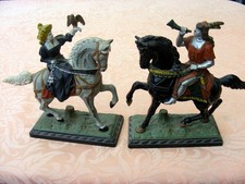 2 Antique Very Heavy Material Attic Horses Toys.