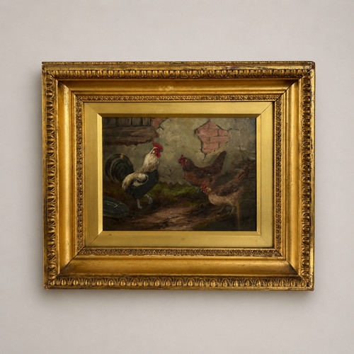 Ancien tableau huile - sur, toile