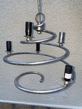 Vintage Art Deco Seylumiere Chrome Metal Chandelier 