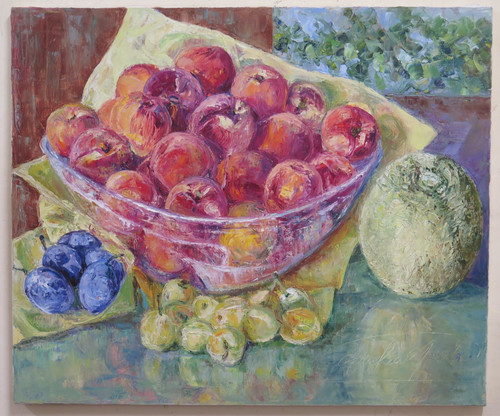 Nature morte peche prunes - nature,