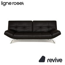 Ligne Roset Smala Canapé Lit Trois Places Anthracite Noir Cuir Végétalien