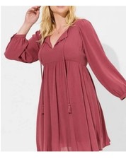 Torrid Fab N Fit Mini Wash Gauze Maroon Pink Dress Plus Size 0 New Without Tags