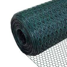 VOUNOT Grillage a poule avec fils 13mm en PVC gaine vert 1x25M
