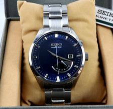SEIKO Kinetic 5M84-0AB0 Men's Automatic Watch Navy Blue Dial 42mm Day Date w/Box