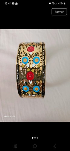 Bracelet manchette acier doré