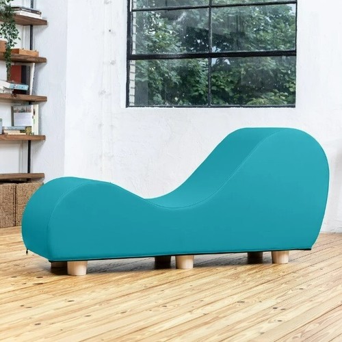 Blue faux leather chair - blue,